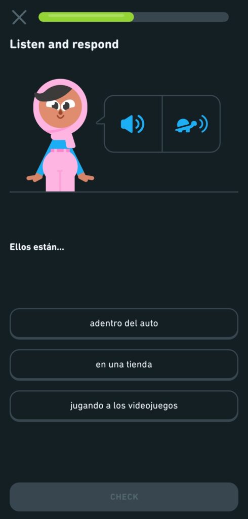 Language learning exercises in Duolingo